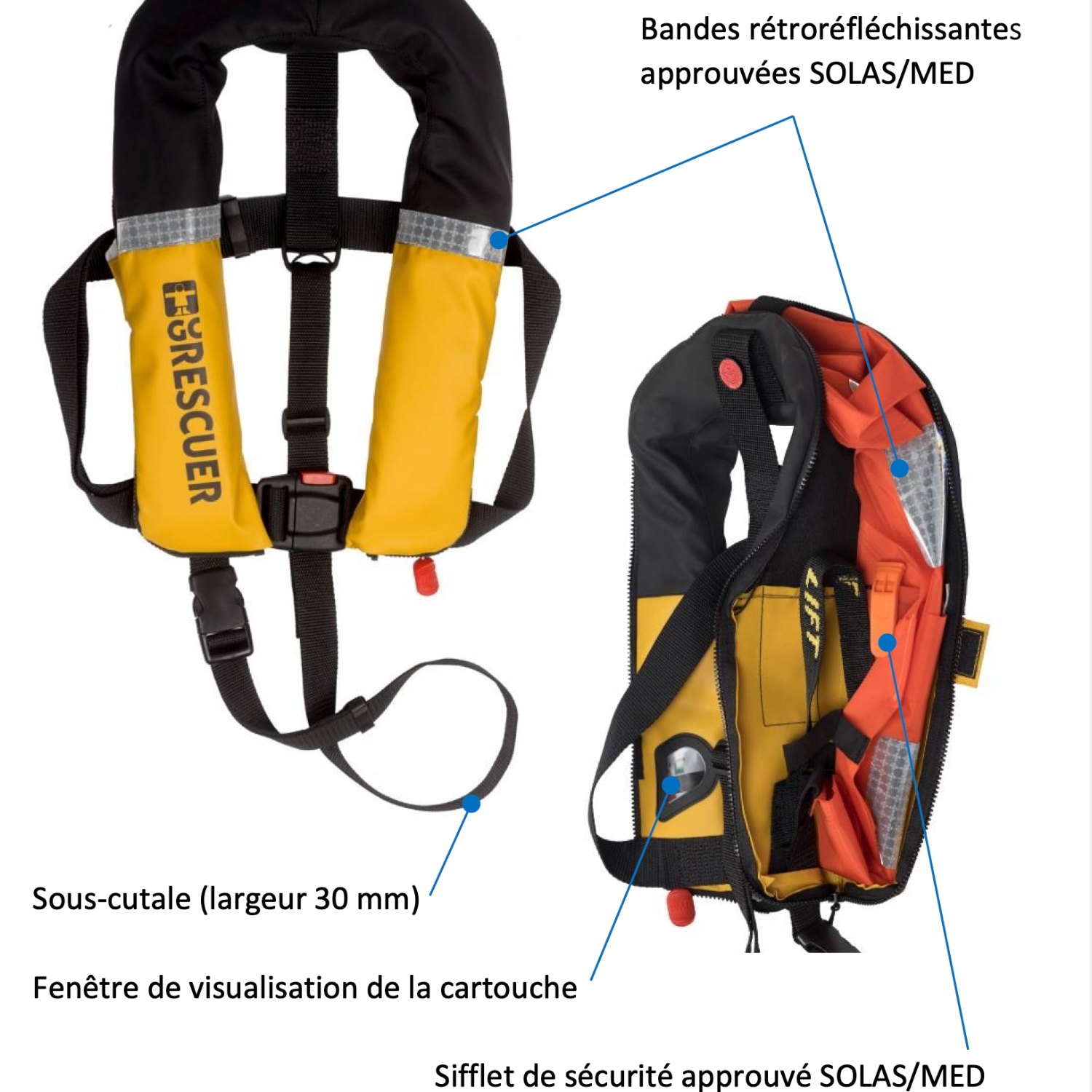 Gilet De Sauvetage Gonflable Automatique Pour Enfants – Jaune – Bandes Réfléchissantes + Sifflet – Inflation En 3 Secondes – Sans Cartouche Gaz – Sécurité Nautique 150N