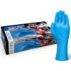 Bo�te de 50 gants jetables nitrile non poudr�s 0,20 mm extra longs 30 cm par Juba, Bleu - Taille S