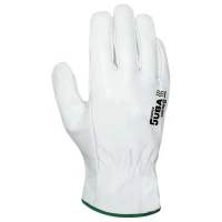 Gants en cuir fleur de vache Driver par Juba, Blanc - Taille XS