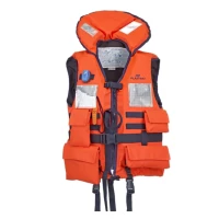 Gilet de Sauvetage Mousse Typhon Navy 150N avec lampe par Plastimo, Orange - 30-50 kg - Taille S