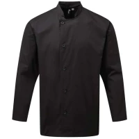Veste de poissonnier manches longues simple boutonnage Essential par Premier, Noir - Taille XS