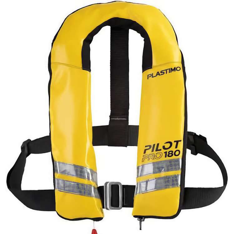 Gilet de sauvetage gonflable Pilot Pro 180 automatique UML Elite PVC avec harnais et sous-cutale Par Plastimo, Jaune - Plastimo