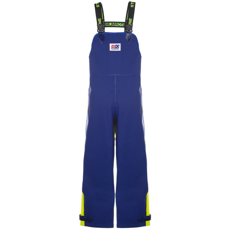 Personnaliser Salopette professionnelle renforce Crew 654 par Stormline, Bleu et jaune fluo - Taille XS