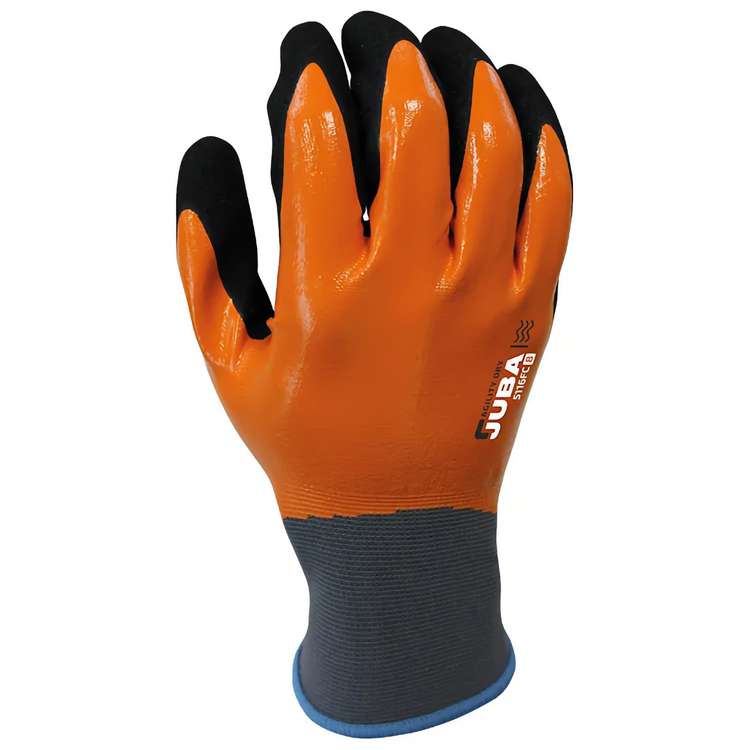 Gants en polyester sans coutures avec double revêtement en nitrile Agility Dry Noir/Orange - Juba